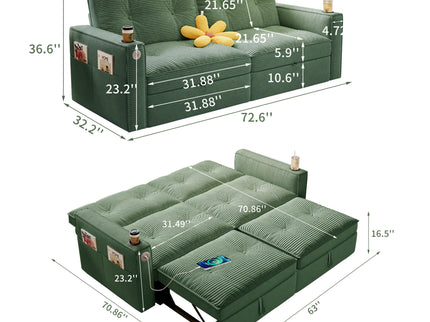 2 In 1 Convertible Sofa Bed For Living Rooms