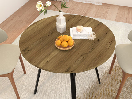 Round Dining Table, For 2 - 4 People - Rustic Brown