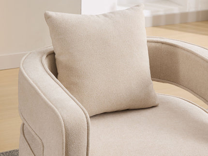 Swivel Accent Open Back Barrel Chair With Weathered Base