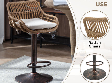 Modern Swivel Bar Stools Adjustable Counter Chairs With Footrest (Set of 2)