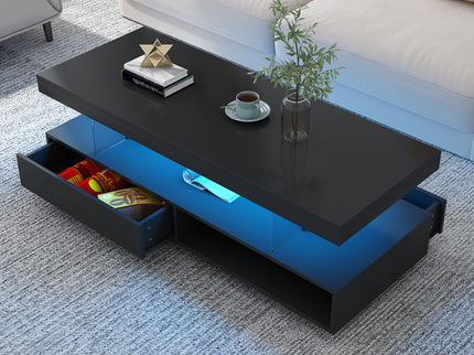 LED Coffee Table With 2 Drawers And Display Shelves