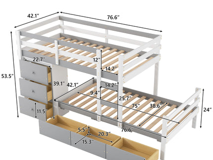 Loft Bunk Bed With Drawers And Ladder