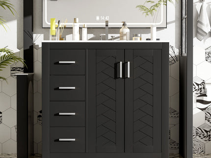 Bathroom Vanity With Sink Combo, Storage Cabinet, Freestanding Set With 3 Drawers & Soft Closing Doors