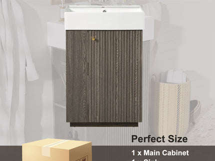 Bathroom Vanity With Sink, Freestanding Wood Grain Cabinet With Storage