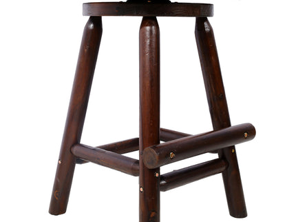 Rustic Bar Stool, Fir Wood Construction, Wide Armrest