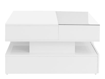 Lift Top Coffee Table With 2 Drawers, Hidden Space And LED Lights For Living Room