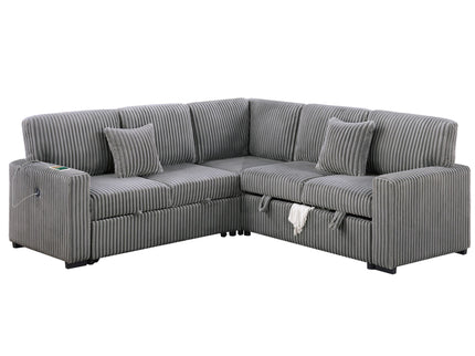Convertible Sectional Upholstered Sleeper Sofa With Storage Chaise