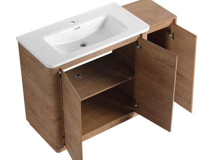 Freestanding Bathroom Vanity With Sink, 1 Small Storage Cabinet, Soft Close Door