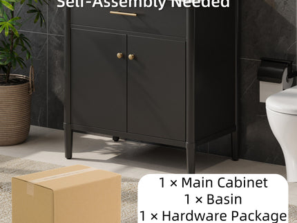 Bathroom Vanity With Sink, Soft Close Doors And Adjustable Shelf