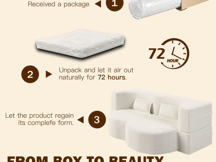 Floor Sofa With 2 Pillows, Convertible Twin Size Mattress For Living Room