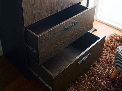 Brook - 2 Door Closet With 2 Drawers And Hanging Bars - Dark Brown