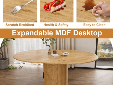Extendable Oval Dining Table With 2 Tier Storage - Oak