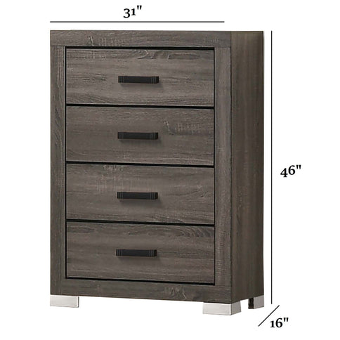 1 Piece Chest Bar Handle Bedroom Furniture With Texture And Clean Lines - Gray