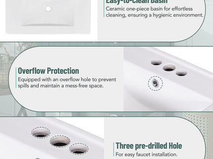 Transitional Style Bathroom Vanity Cabinet Combo With Ceramic Sink