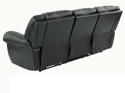 Plush Relax 1 Piece Power Reclining Sofa With Padded Armrests, 3 Seat Living Room Furniture - Black