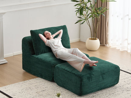 Single Chaise Longue With Movable Ottoman For Living Room