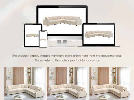 Convertible L Shaped Sectional Corner Couch With Armrest Storage Cup Holders USB Charger, Irregular Corner Oversized Comfy Modular Sofa