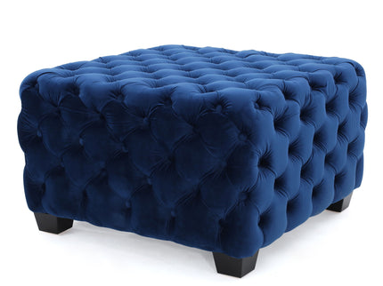 Modern Glam Ottoman With Upholstery And Button Tufted Design