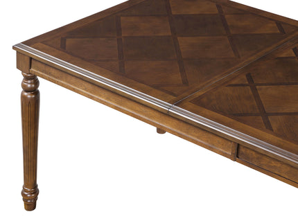 Rectangular Dining Table With Framed Top And Turned Legs - Walnut