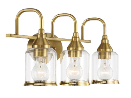 3 Lights Brush Vanity Light - Clear / Gold