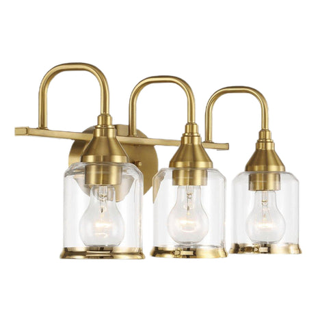 3 Lights Brush Vanity Light - Clear / Gold