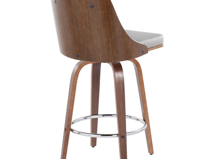 Gianna - Mid-Century Modern Fixed Height Stool With Swivel With Round Footrest (Set of 2)