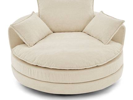 360° Swivel Accent Barrel Chair With Dual Layer Cushion And 3 Removable Pillows