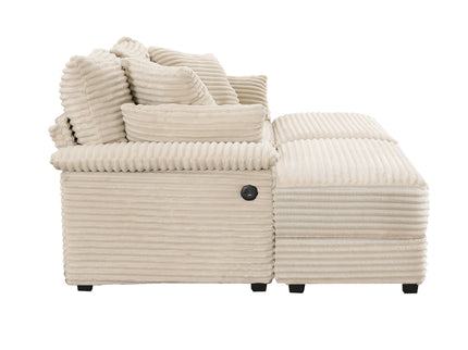 Double Chaise Lounge Set With Reversible Storage Ottomans, USB Port