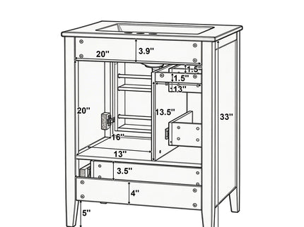 Modern Bathroom Vanity With Sink, Soft Close Drawers & Door, Storage Rack