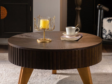 Round Retro Coffee With Solid Wood Legs