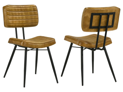 Tufted Side Chairs Upholstery And Tapered Legs (Set of 2) - Camel