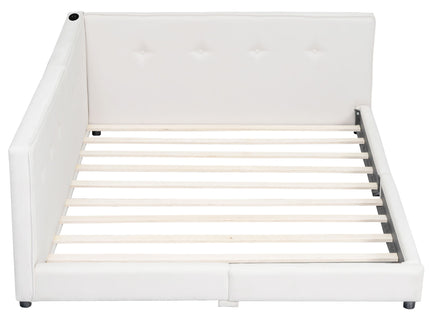 Modern Upholstered Platform Bed With USB Ports And LED Belt