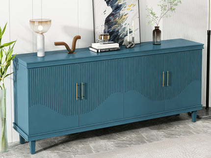 4 Door Cabinet, Large Storage For Living Room - Blue