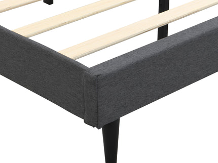 Modern Upholstered Platform Bed Frame With Button Tufted Headboard And USB Ports