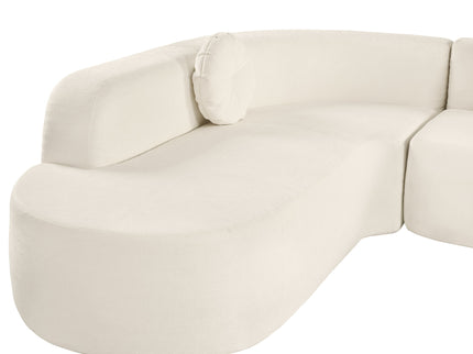 Extra Large Sectional Sofa Soft Fabric Upholstery, Elegant Curved Design With 3 Round Cushions, High - Resilience Foam For Ultimate Comfort - Beige