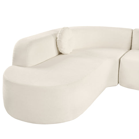 Extra Large Sectional Sofa Soft Fabric Upholstery, Elegant Curved Design With 3 Round Cushions, High - Resilience Foam For Ultimate Comfort - Beige