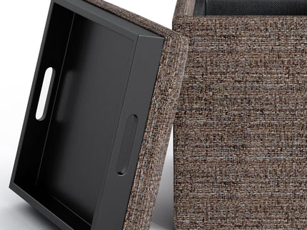 Rockwood - Upholstered Cube Storage Ottoman With Tray