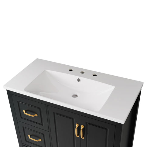 Bathroom Vanity With Sink, Soft Closing Doors & Drawers, Metal Handles