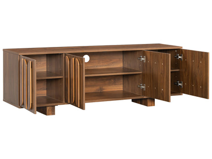 Farmhouse TV Stand, Storage Media Console With Adjustable Shelves & 3 Cable Holes