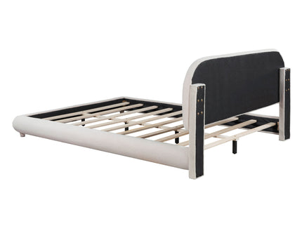 Upholstered Platform Bed With Thick Solid Frame And Stylish Curve-Shaped Design