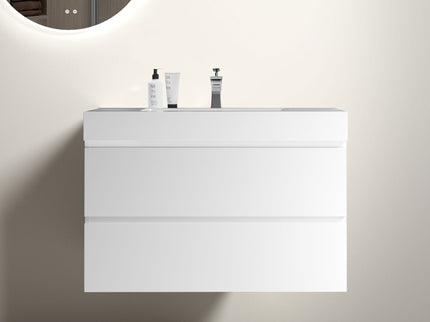 Alice - Bathroom Vanity With Large Storage, Sink Wall Mounted Floating Bathroom Vanity For Modern Bathroom, One-Piece Sink Basin Without Drain And Faucet