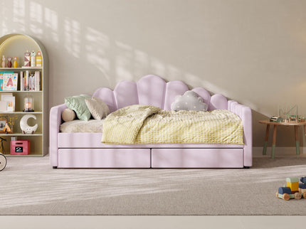 Shell Shaped Upholstered Daybed Frame With Slats