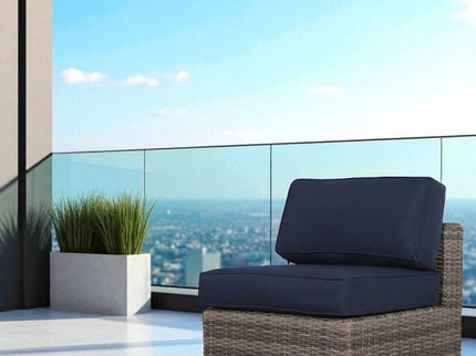 Wide Armless Outdoor Chairs With Cushions (Set of 2)