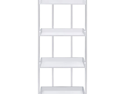 4 Shelf Open Back Bookcase With Accents - White