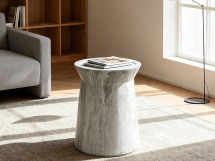 Round Outdoor End Table - Marble
