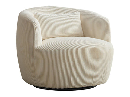 Wide Upholstered 360° Swivel Barrel Soft Chair With Pillow