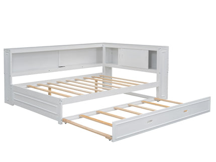 Daybed With Storage Shelves, LED, USB, And Trundle