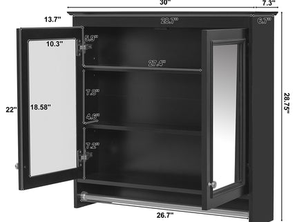 Modern Wall-Mounted Mirror Cabinet With Adjustable Shelves, Soft-Close Doors, High-Definition Mirror