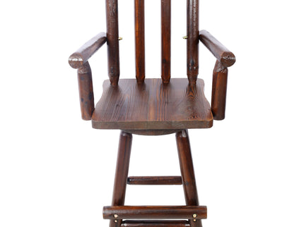 Rustic Bar Stool, Fir Wood Construction, Wide Armrest
