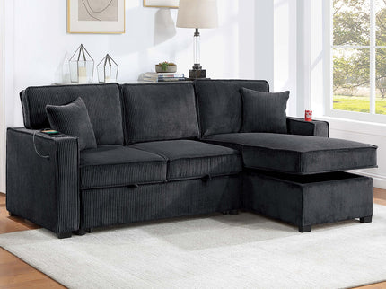 Convertible Sectional With USB / USB - C Port, Storage Chaise, Pull-Out Bed
